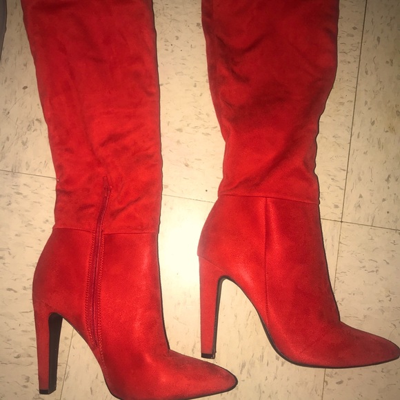 charlotte russe red suede boots - Picture 1 of 3
